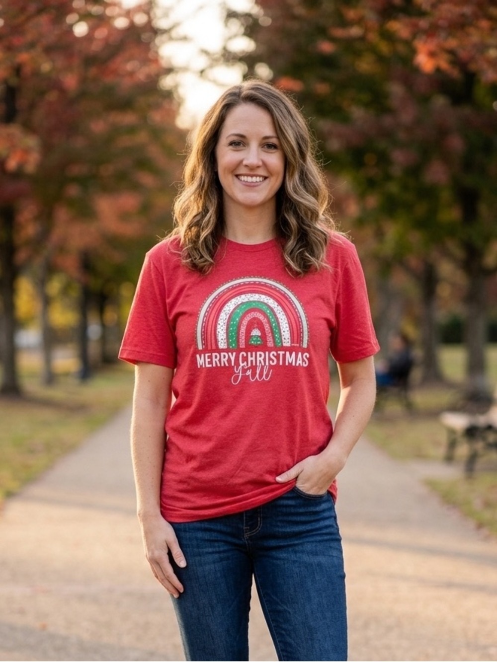 Next Level Apparel | Merry Christmas Y’all Red T-Shirt | Sz L